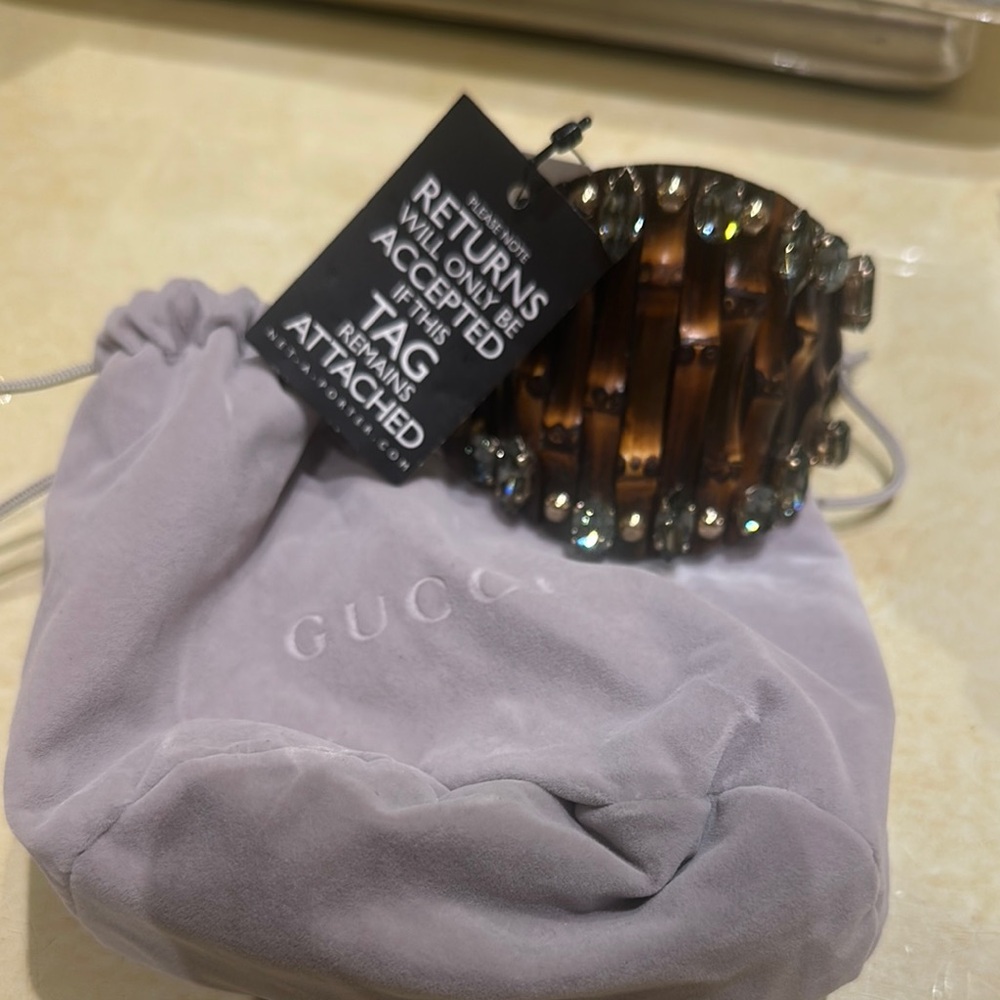 Gucci Brown Bamboo Effect w Gems Cuff